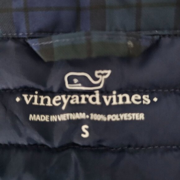 Vineyard Vines Women's Blue Green Tartan Plaid Puffer Vest Jacket Size Small - Picture 7 of 11
